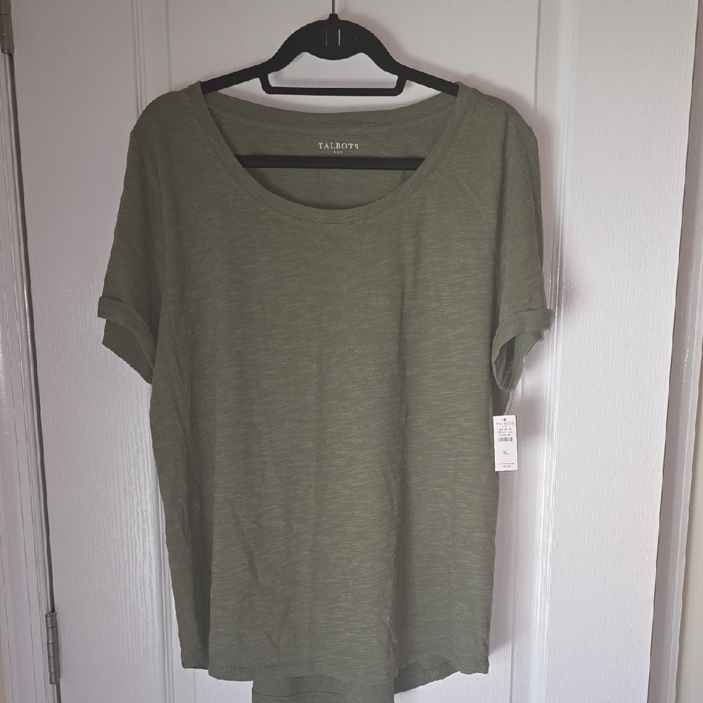 Talbots Green Relaxed Boxy Short Sleeve Tee